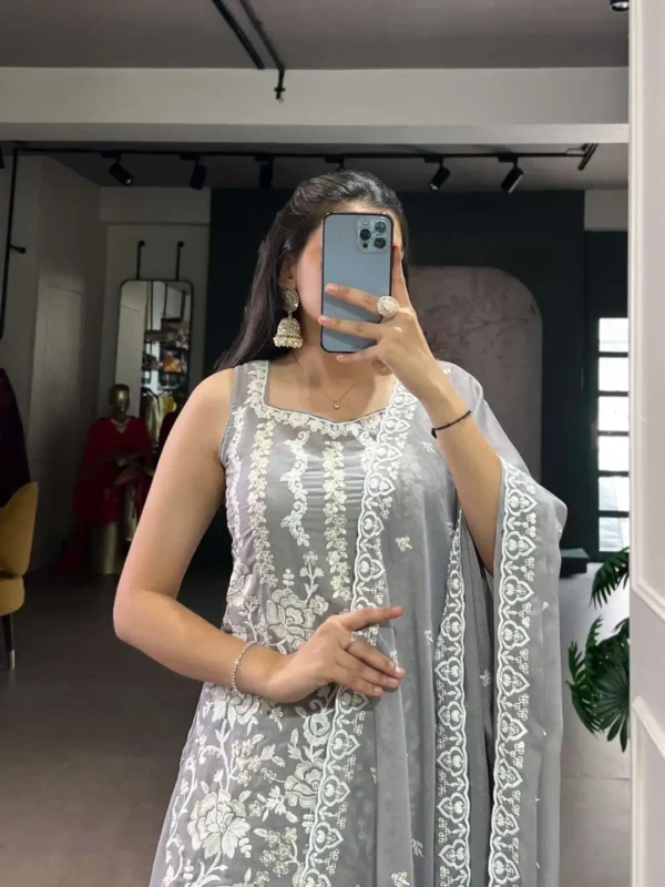 Stylish WMN 3042 Grey Star Georgette Sarara Suit Collection Wholesale 2026