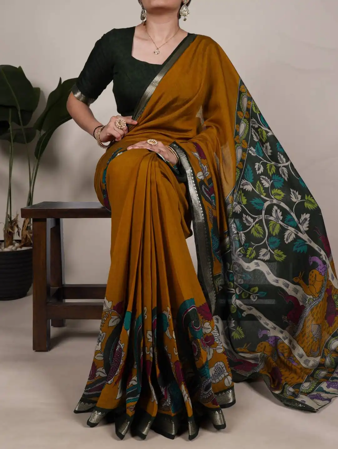 WMN 7048 Viranshi Viscose Chanderi Printed Sari Collection