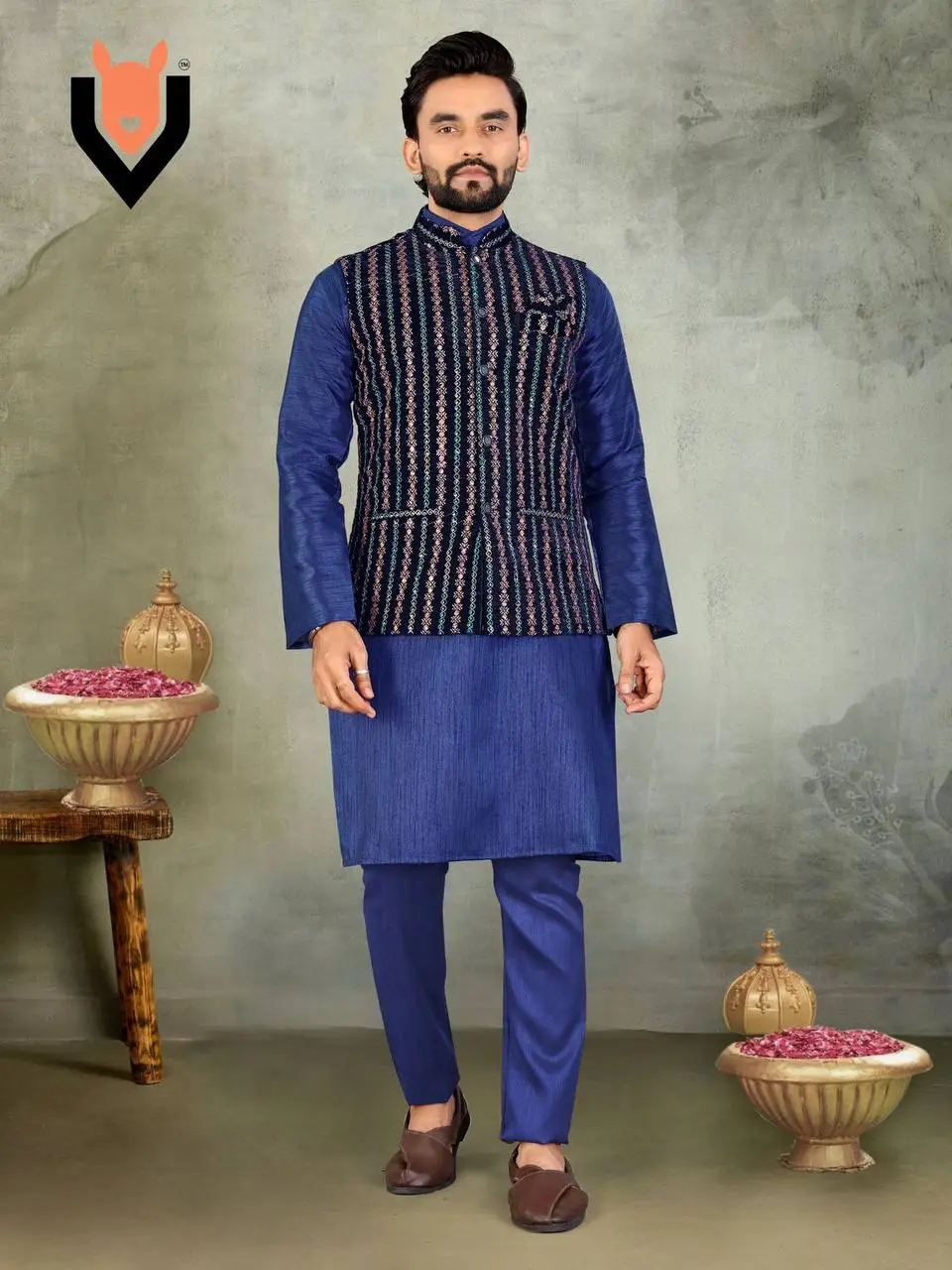 Shyam Vol 47 Kurta Pajama With Velvet Koti Collection