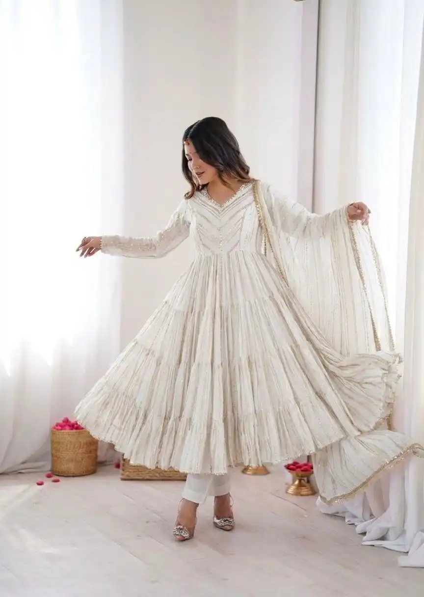 Sabina 5305B Mal Chanderi Women Ruffle Readymade Dress Wholesale 6 Latest Sabina 5305B Mal Chanderi Women Ruffle Readymade Dress Wholesale 2026