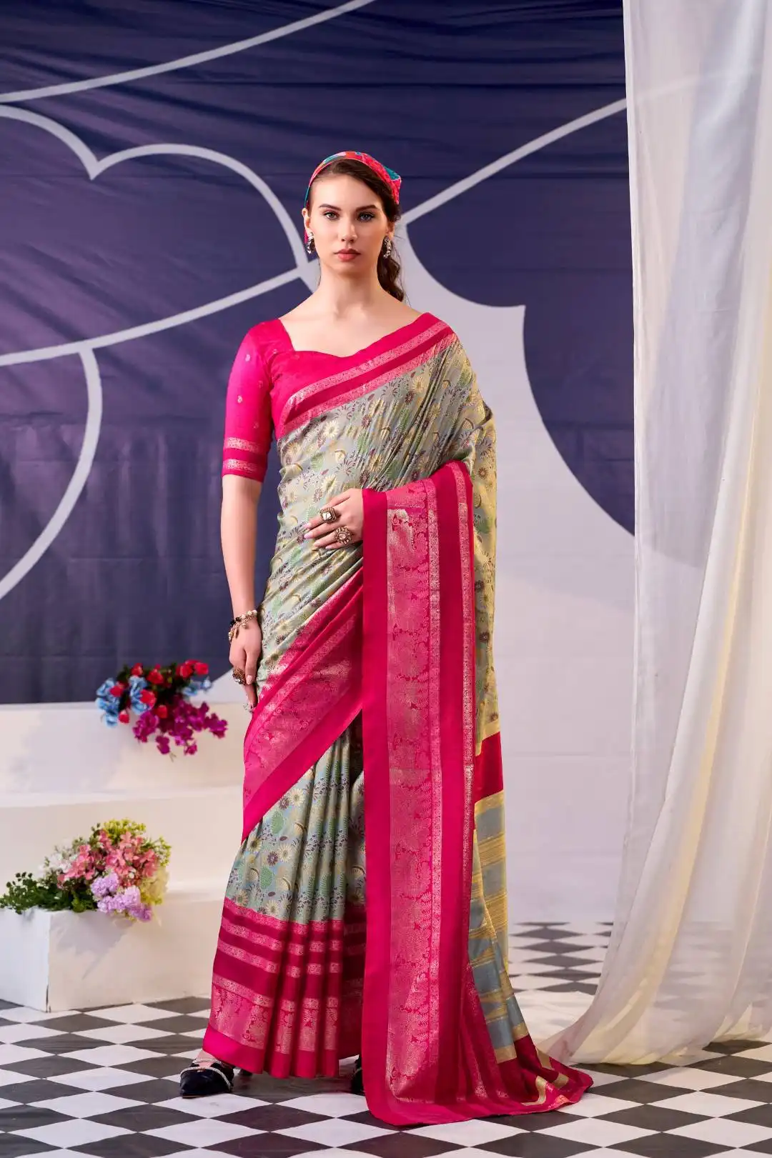 WMN 7302 Floral Printed And Foil Work Saree Wholesale 7 Launching WMN 7302 Floral Printed And Foil Work Saree Wholesale 2026