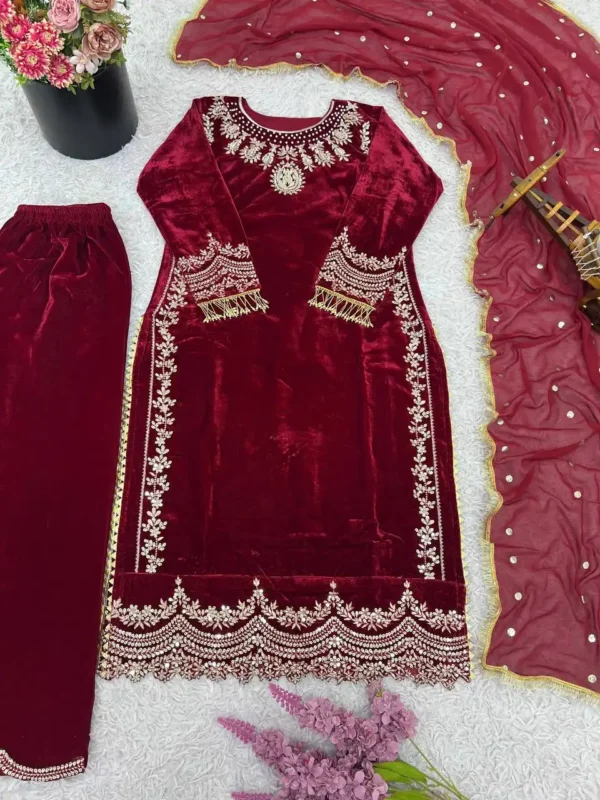 Buy Sabina 5307 Viscose Velvet Readymade Dress 04 Pcs Set Wholesale 2026