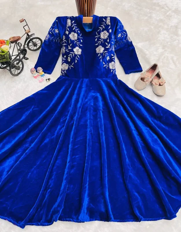 Beautiful Baby 230 Blue Viscose Velvet Festive Gown Collection Wholesale 2026 3 Beautiful Baby 230 Blue Viscose Velvet Festive Gown Collection Wholesale 2026