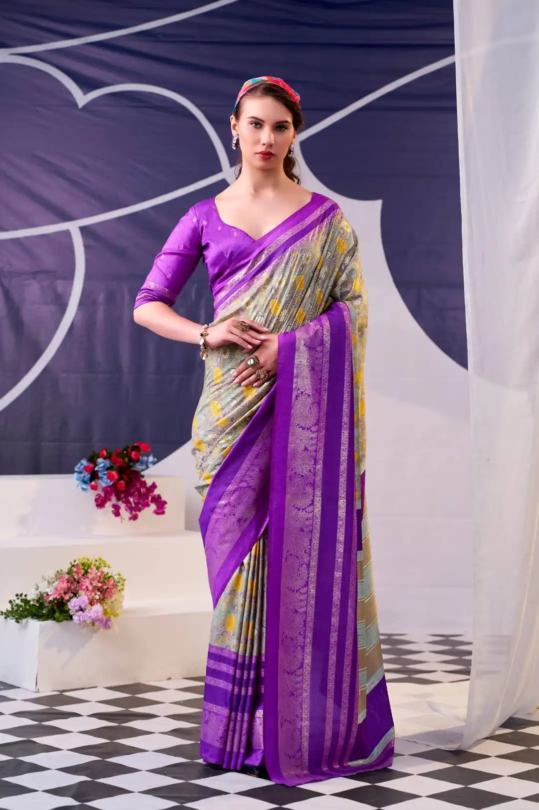 WMN 7302 Floral Printed And Foil Work Saree Wholesale 6 Launching WMN 7302 Floral Printed And Foil Work Saree Wholesale 2026