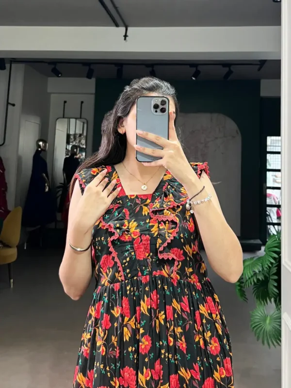 Launching WMN 4506 Maslin Silk Floral Print Frock Kurti Collections Wholesale 2026 2 Launching WMN 4506 Maslin Silk Floral Print Frock Kurti Collections Wholesale 2026