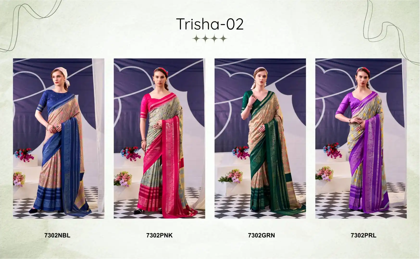 WMN 7302 Floral Printed And Foil Work Saree Wholesale 9 Launching WMN 7302 Floral Printed And Foil Work Saree Wholesale 2026