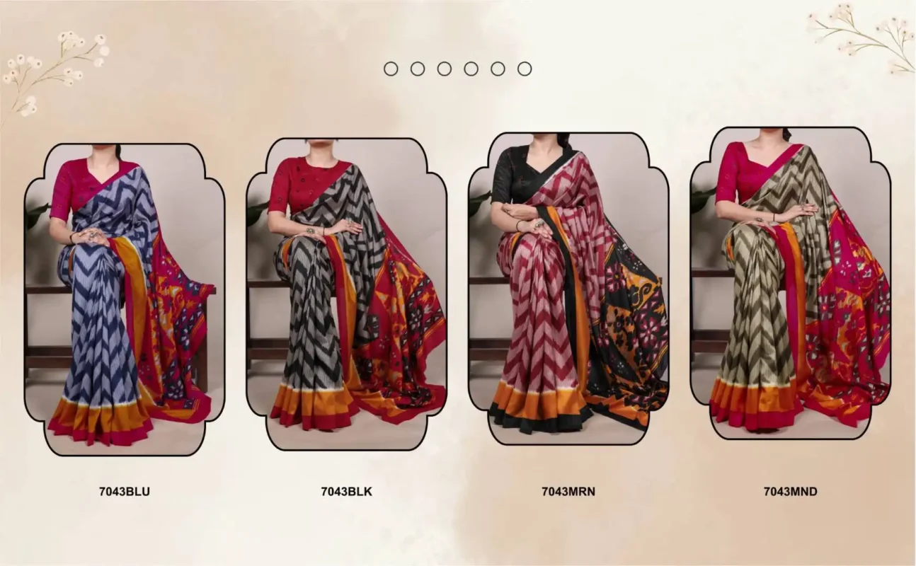 Stylish WMN 7043 Tasar Silk Printed Sari Collection Below 1000 Wholesale 2026 7 Stylish WMN 7043 Tasar Silk Printed Sari Collection Below 1000 Wholesale 2026