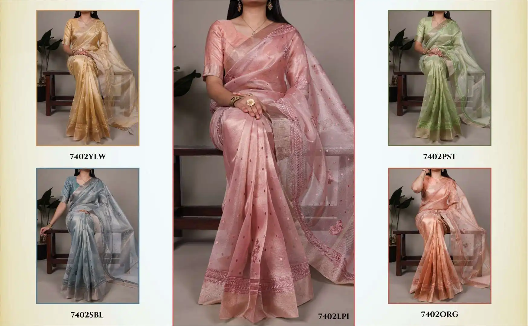 WMN 7402 Poly Shimmer Embroidery Saree 05 Pcs Set Wholesale 9 Launching WMN 7402 Poly Shimmer Embroidery Saree 05 Pcs Set Wholesale 2026