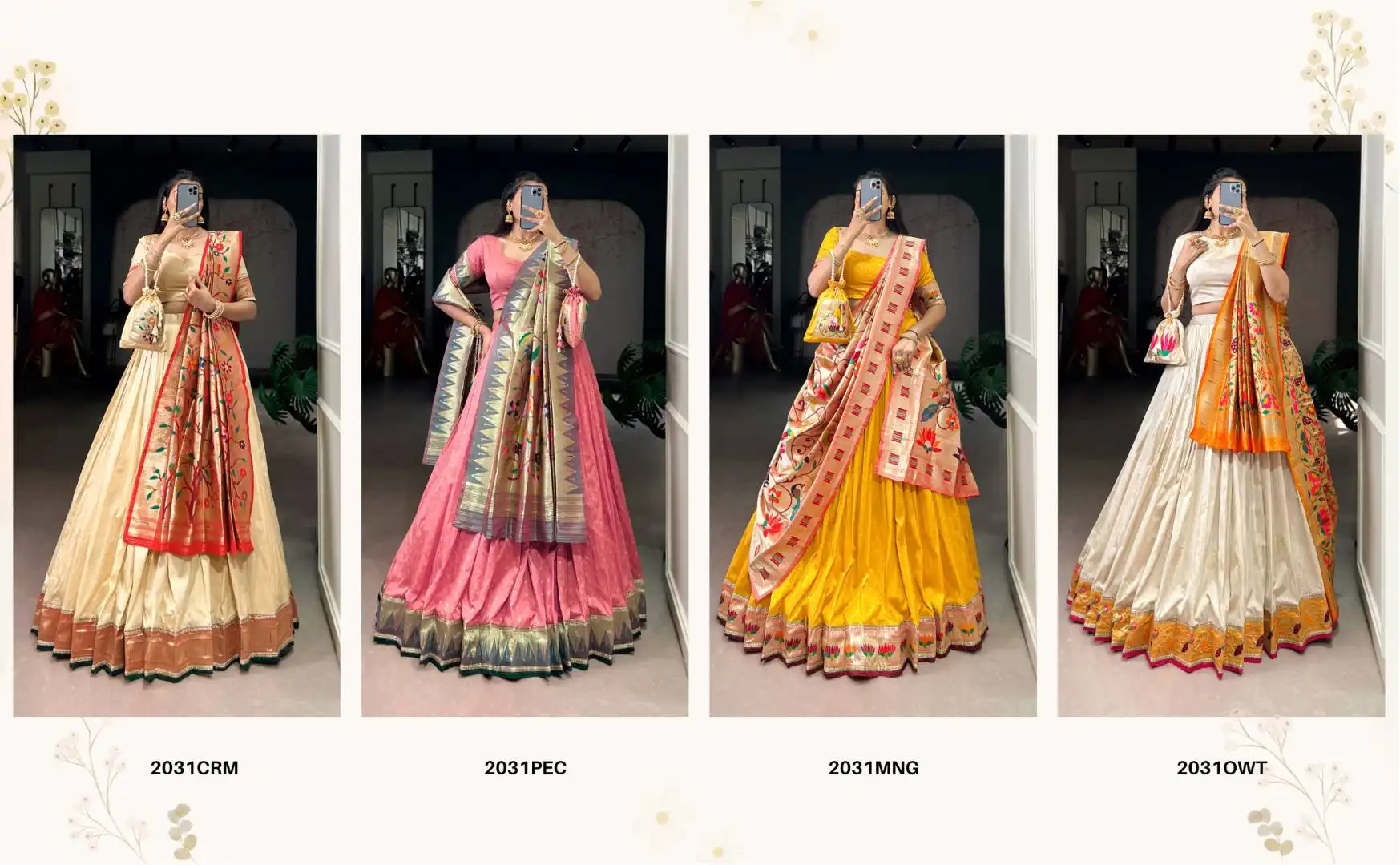 WMN 2031 Silk Paithani Lehenga Choli with Zari Weaving And Lace Border Wholesale Surat Wholesale 11 Buy WMN 2031 Silk Paithani Lehenga Choli with Zari Weaving And Lace Border Wholesale Surat Wholesale 2026