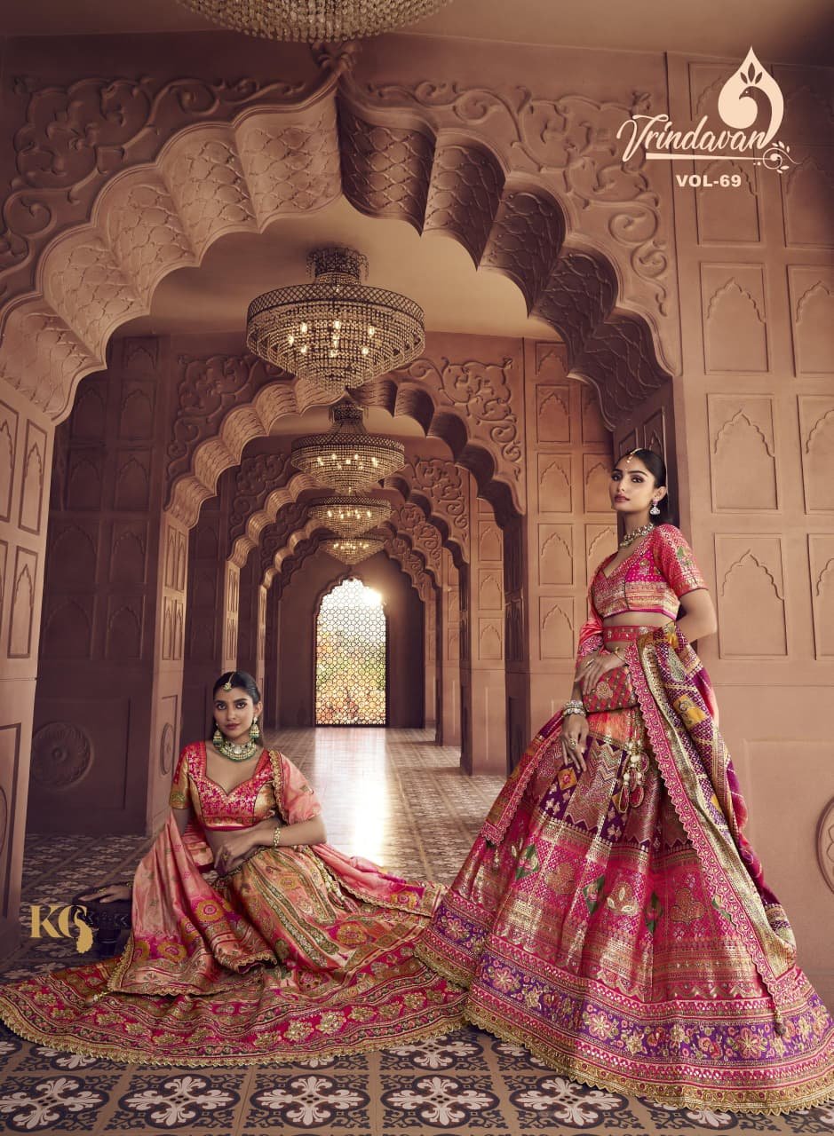 Royal Vrindavan Vol 69 Banarasi Silk Embroidery Work Lehenga Choli Collection Wholesale 3 Royal Vrindavan Vol 69 Banarasi Silk Embroidery Work Lehenga Choli Collection Wholesale
