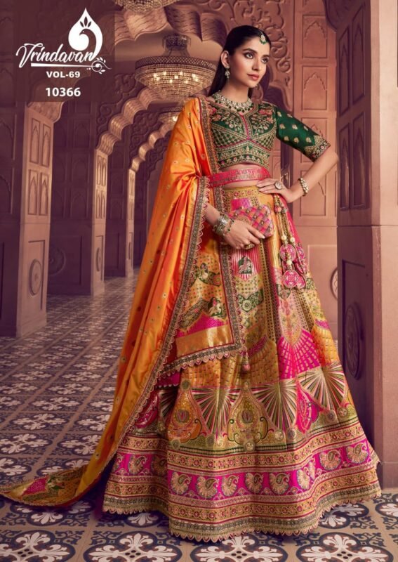 Buy Royal Vrindavan Vol 69 Banarasi Silk Embroidery Work Lehenga Choli Collection Wholesale 2026