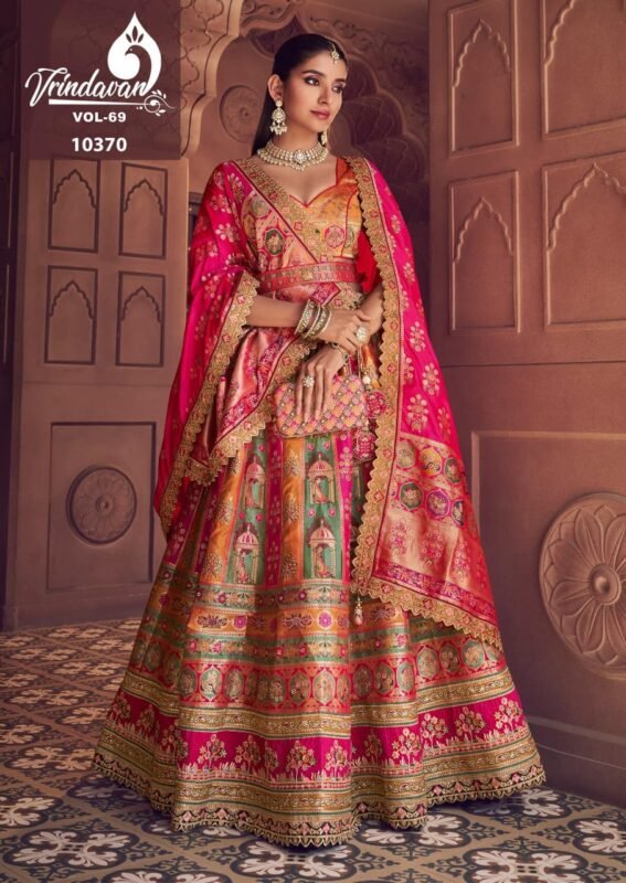 Buy Royal Vrindavan Vol 69 Banarasi Silk Embroidery Work Lehenga Choli Collection Wholesale 2026