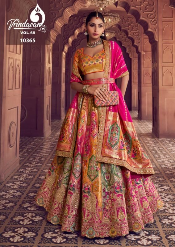 Buy Royal Vrindavan Vol 69 Banarasi Silk Embroidery Work Lehenga Choli Collection Wholesale 2026
