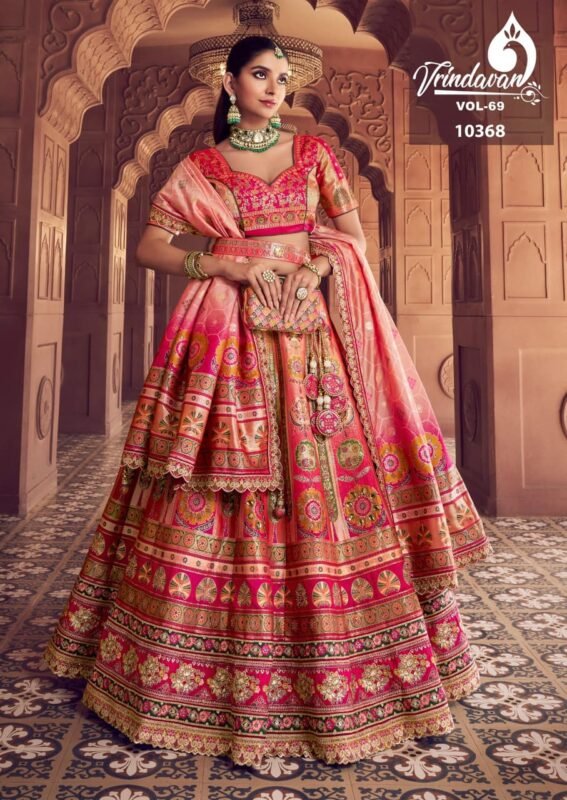 Buy Royal Vrindavan Vol 69 Banarasi Silk Embroidery Work Lehenga Choli Collection Wholesale 2026
