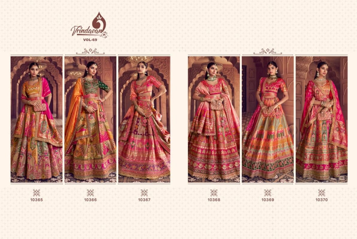 Buy Royal Vrindavan Vol 69 Banarasi Silk Embroidery Work Lehenga Choli Collection Wholesale 2026