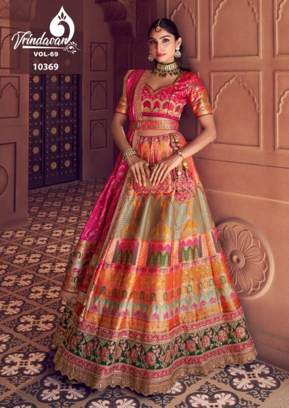 Buy Royal Vrindavan Vol 69 Banarasi Silk Embroidery Work Lehenga Choli Collection Wholesale 2026