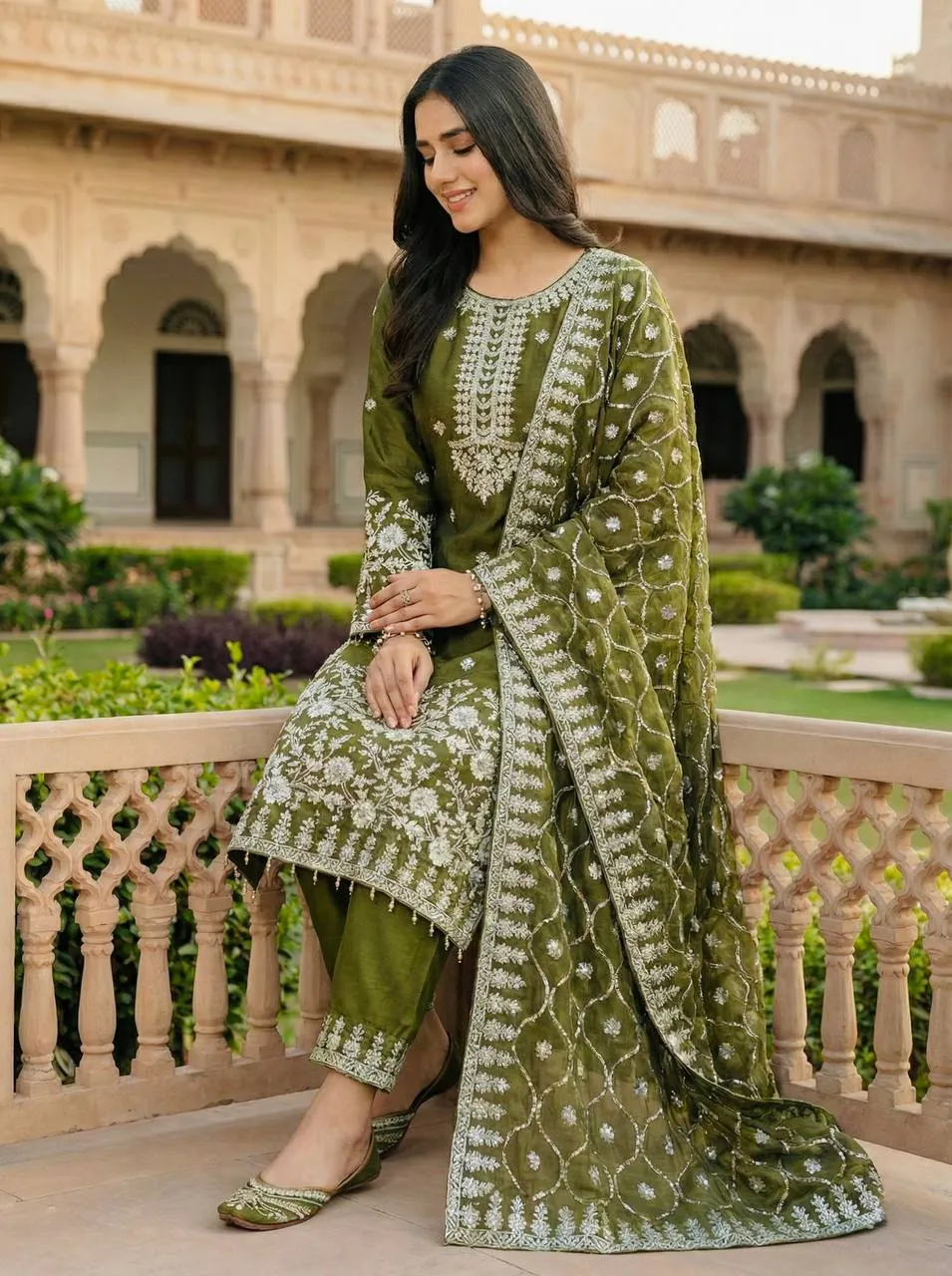 Sabina 5320 Silk Embroidery Mehndi Occasion Readymade Dress