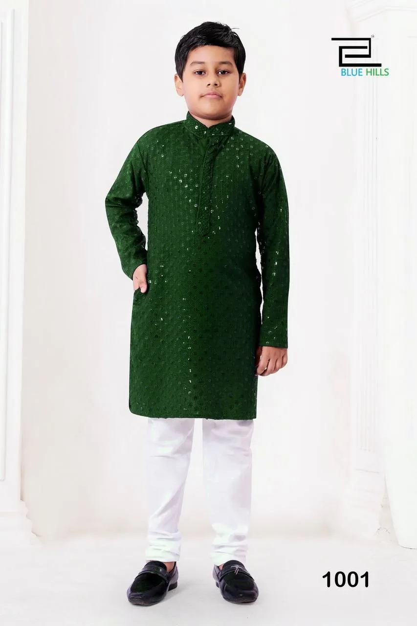 SS2016 Prince Rayon Chikankari Work Kurta Pajama Kids Wear