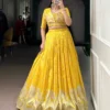 WMN 1127 Tasar Silk Printed Haldi Occasion Lehenga Choli