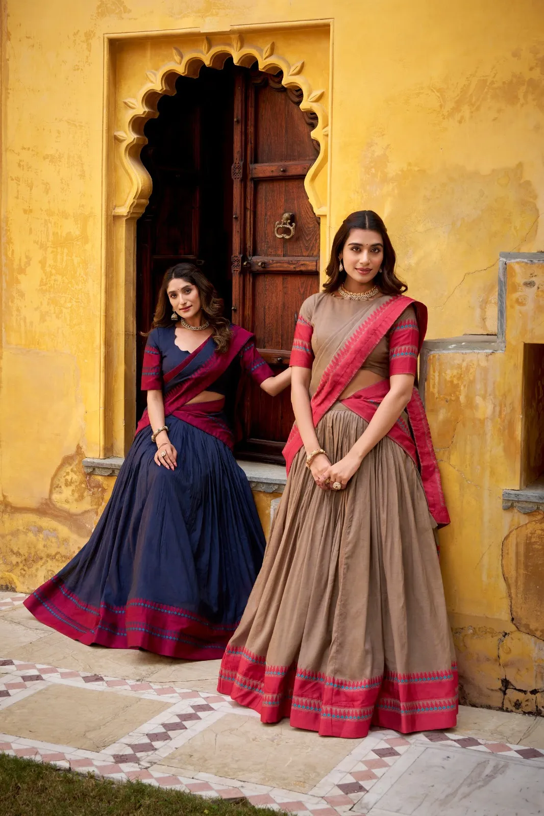 WMN 1901 Pure Chanderi Thread Work Lehenga Choli Wholesale 3 WMN 1901 Pure Chanderi Thread Work Lehenga Choli