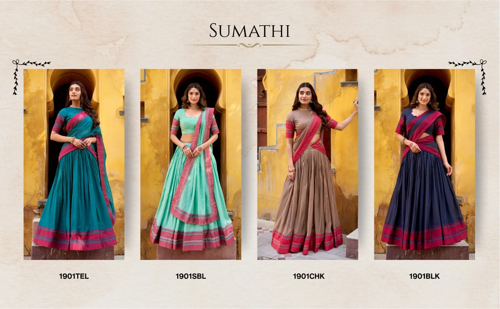 WMN 1901 Pure Chanderi Thread Work Lehenga Choli Wholesale 10 Launching WMN 1901 Pure Chanderi Thread Work Lehenga Choli Wholesale 2026