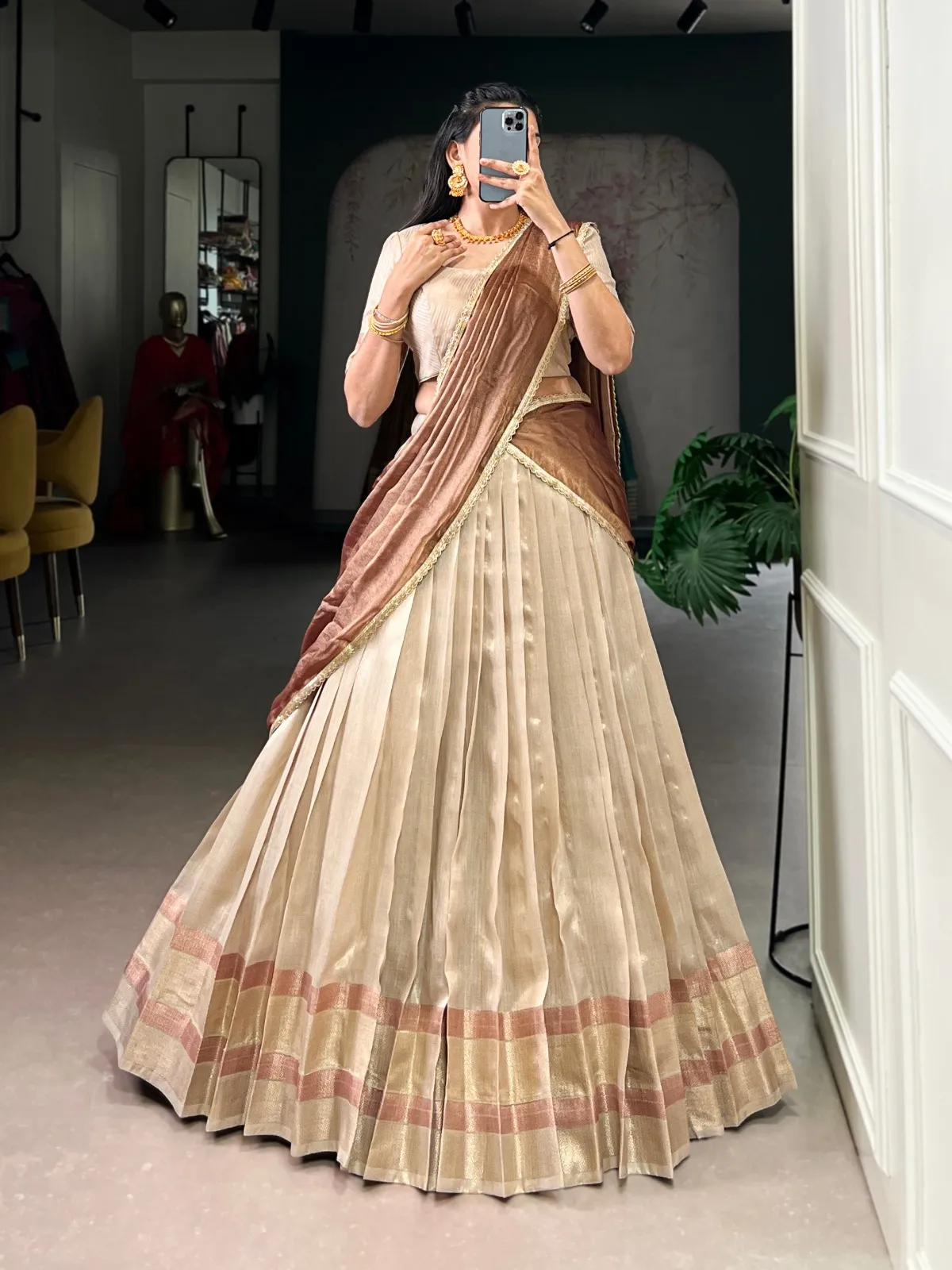 WMN 2025 Dupion Silk Lehenga Choli With Zari Weaving