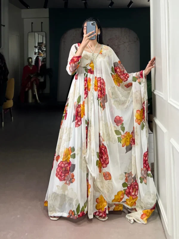Buy WMN 5103 Chiffon Floral Printed Festival Gown Wholesale 2026
