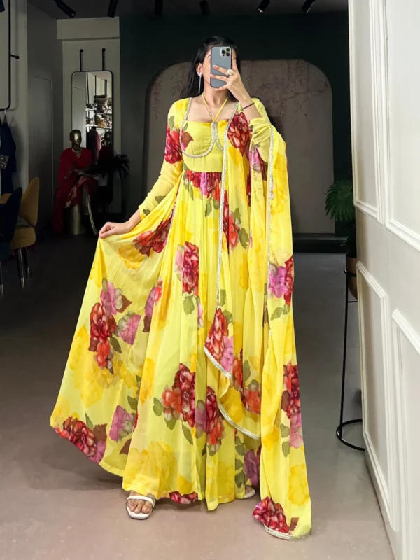 Buy WMN 5103 Chiffon Floral Printed Festival Gown Wholesale 2026
