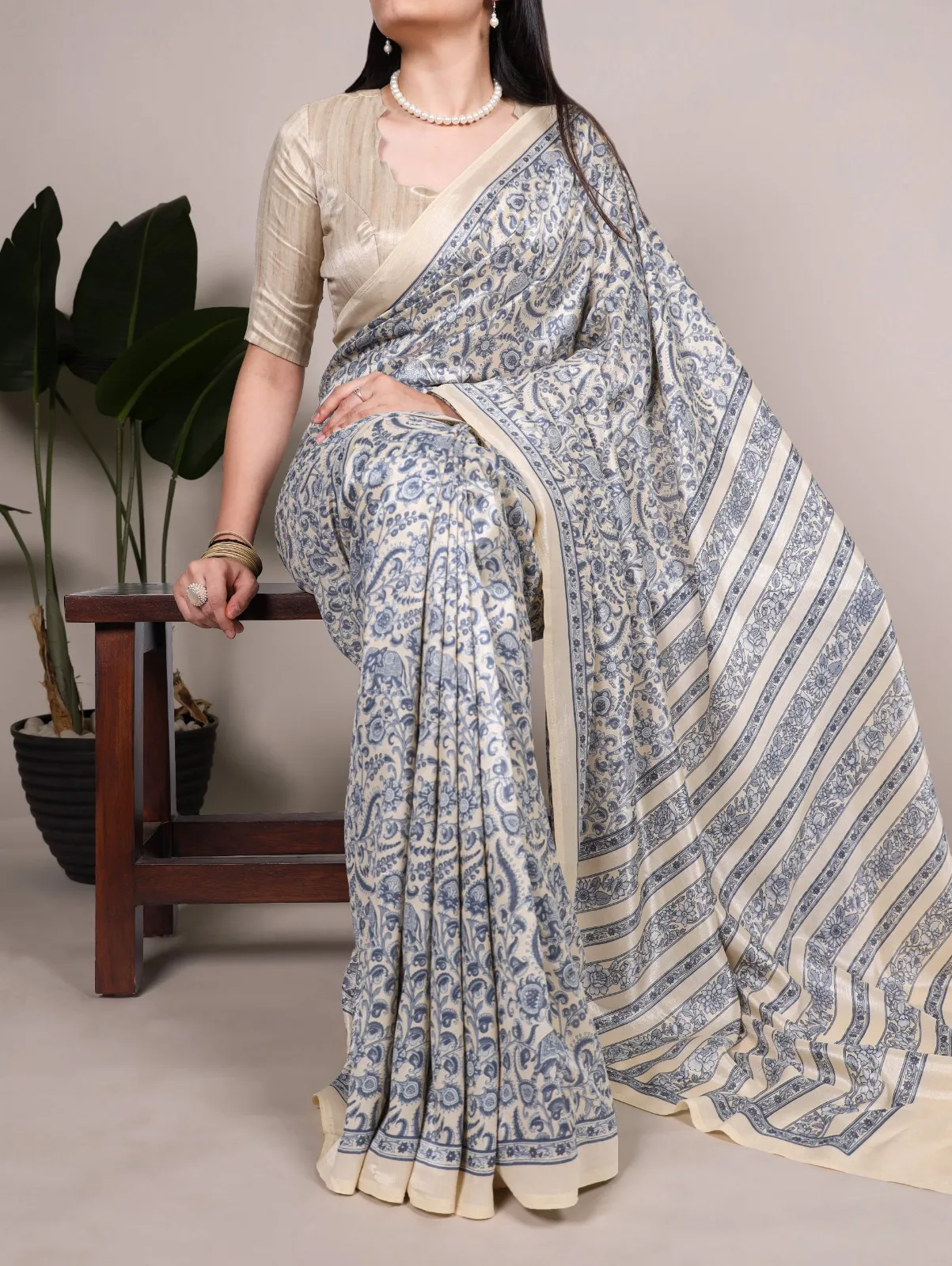 WMN 7014A Tasar Silk Printed Uniform Sarees