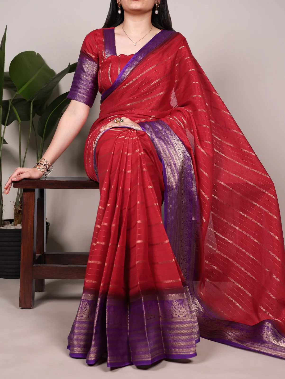 WMN 7029A Crepe Zari Weaving Work Sarees