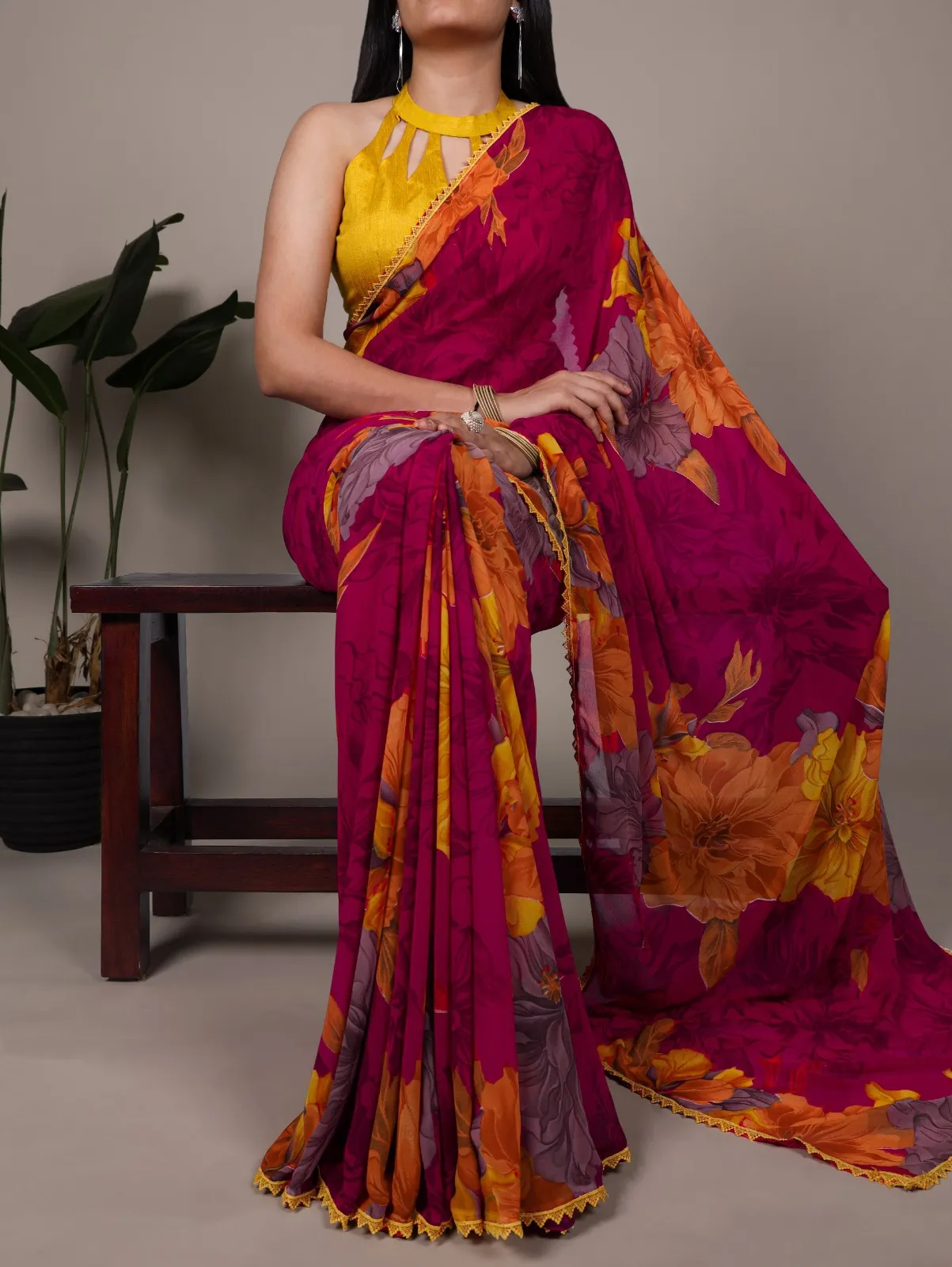WMN 7032 Weightless Marbal Floral Printed Saree