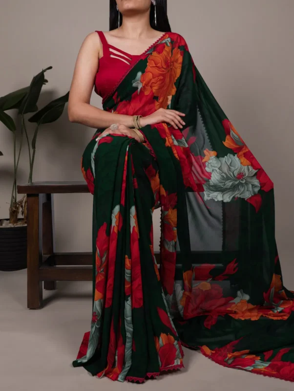 Stylish WMN 7032 Weightless Marbal Floral Printed Saree Wholesale 2026