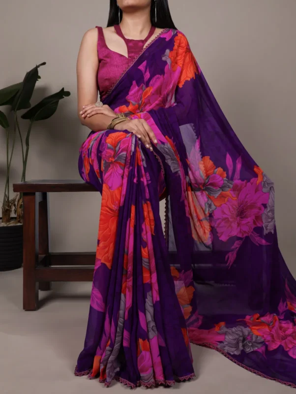 Stylish WMN 7032 Weightless Marbal Floral Printed Saree Wholesale 2026
