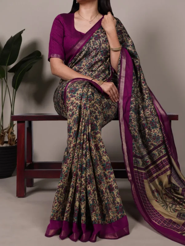 Buy WMN 7200 Polyester Viscose Chanderi Printed Saree Wholesale 2026 4 Buy WMN 7200 Polyester Viscose Chanderi Printed Saree Wholesale 2026