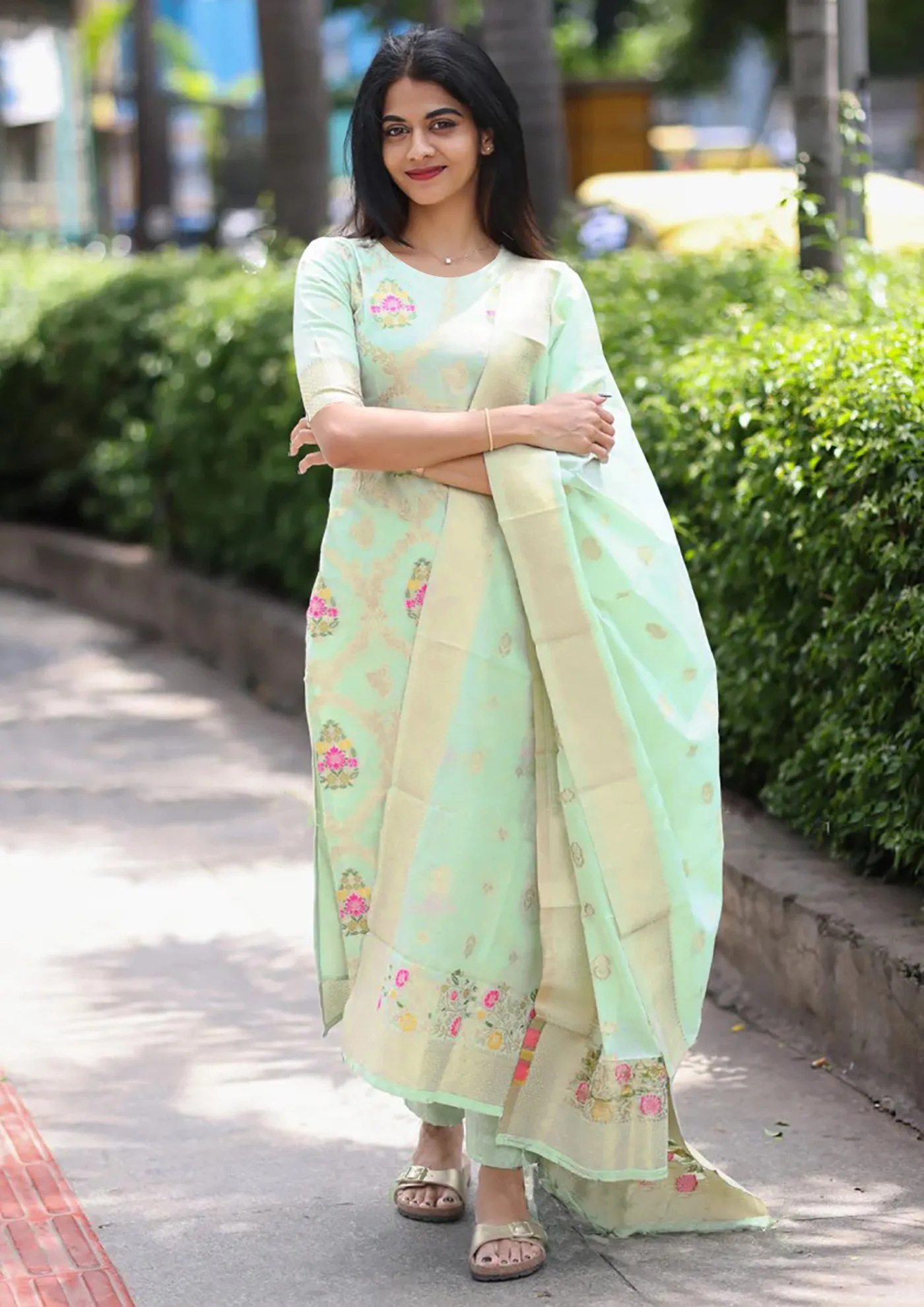 FFD Art Silk Weaving Office Wear Readymade Dress Wholesale