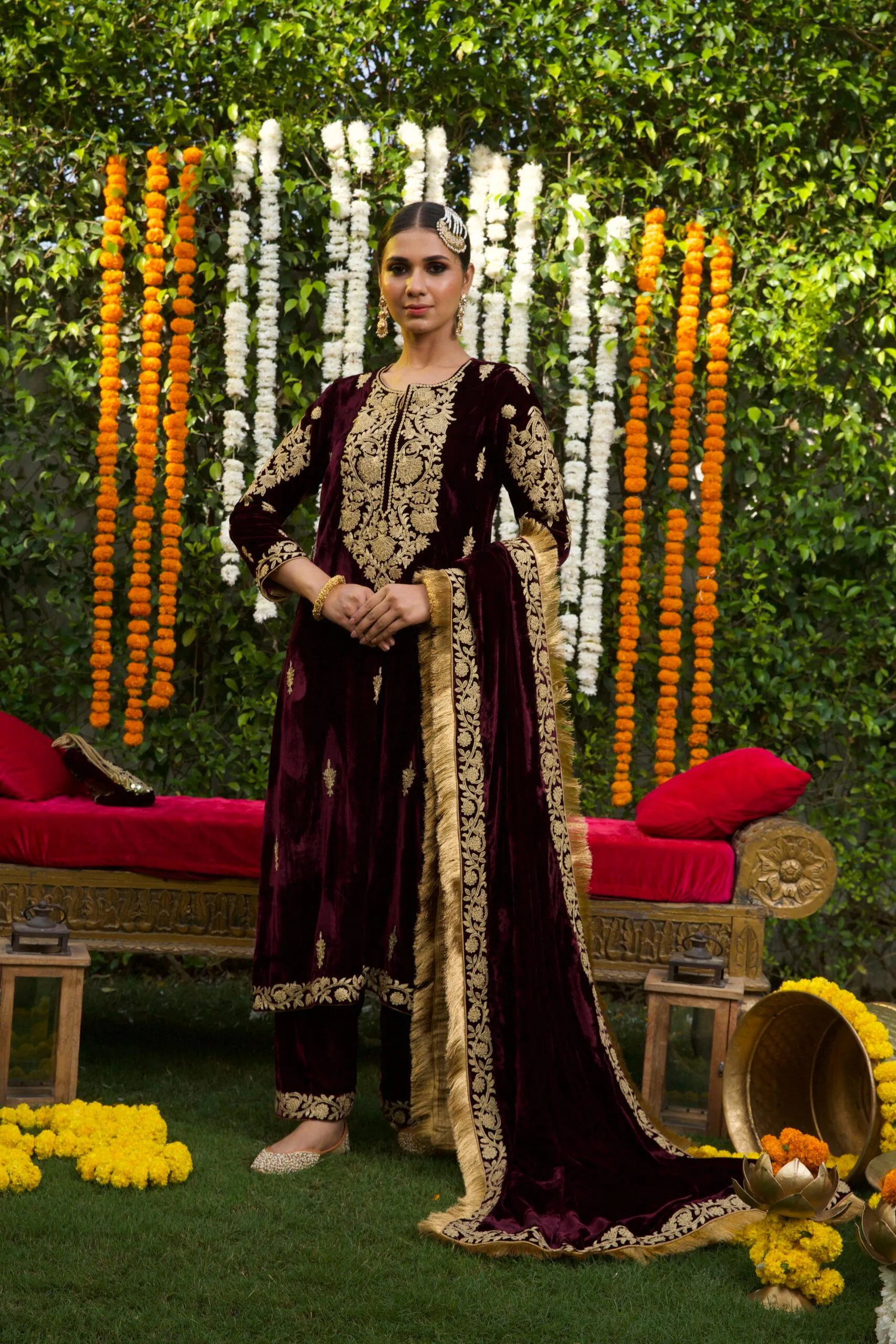 NFD 1128 Velvet Embroidery Wedding Readymade Dress Wholesale