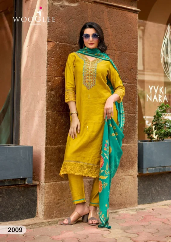 Buy Wooglee Ehsaas Vol 2 Viscose Thread Worked Kurti With Bottom Dupatta Wholesale 2026