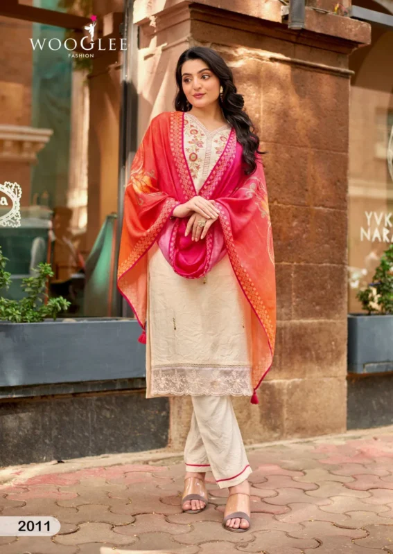 Buy Wooglee Ehsaas Vol 2 Viscose Thread Worked Kurti With Bottom Dupatta Wholesale 2026