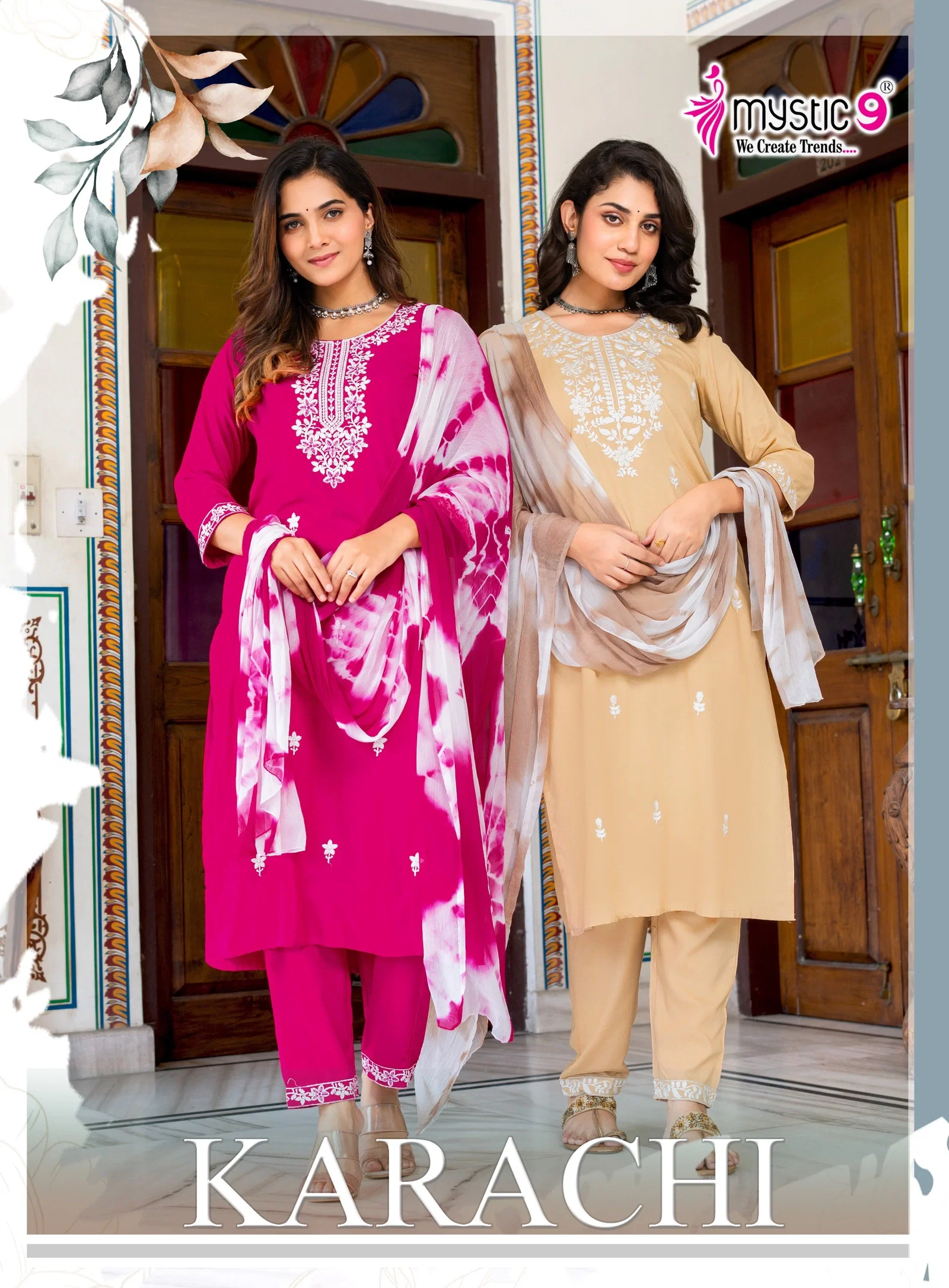 Mystic 9 Karachi Vol 9 Heavy Rayon Straight Kurta With Bottom And Dupatta Wholesale