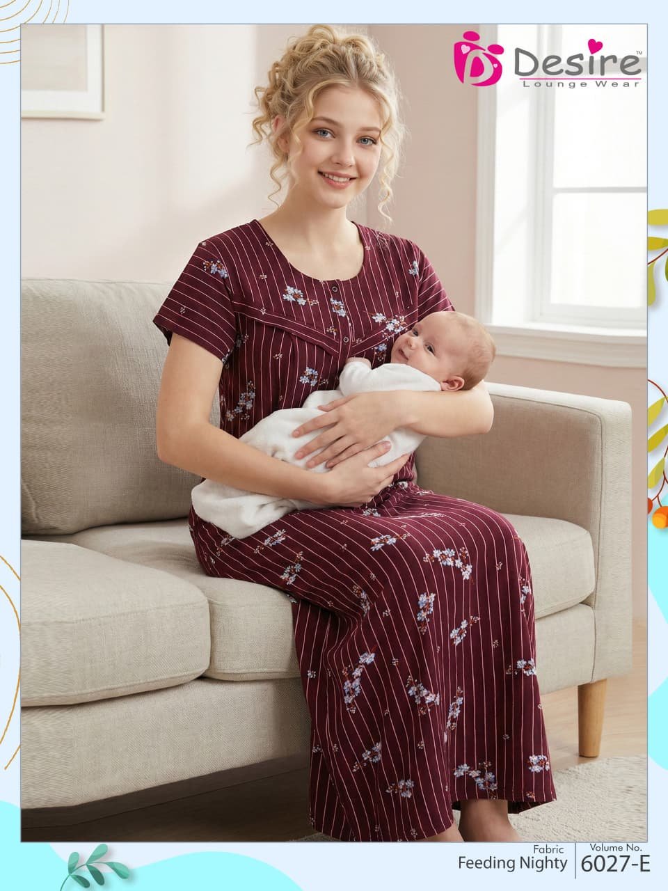 Desire Feeding Nighty Vol 6027 Cotton Printed Daily Wear Nighty Collection Wholesale