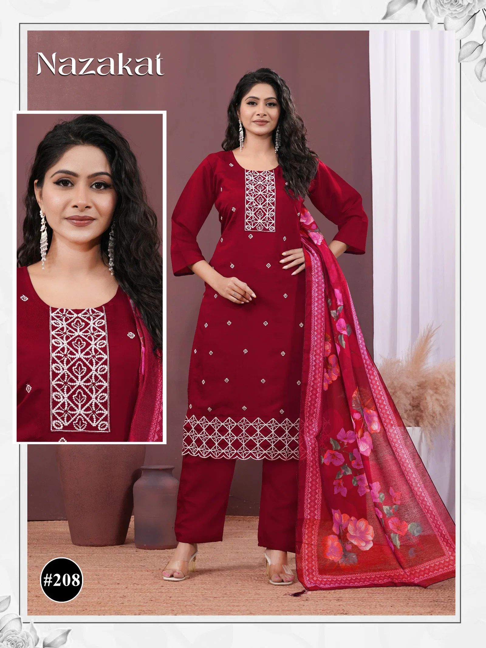 Nazakat Vol 2 Roman Silk Embroidery Worked Kurti With Bottom Dupatta Wholesale 4 Beautiful Nazakat Vol 2 Roman Silk Embroidery Worked Kurti With Bottom Dupatta Wholesale 2026