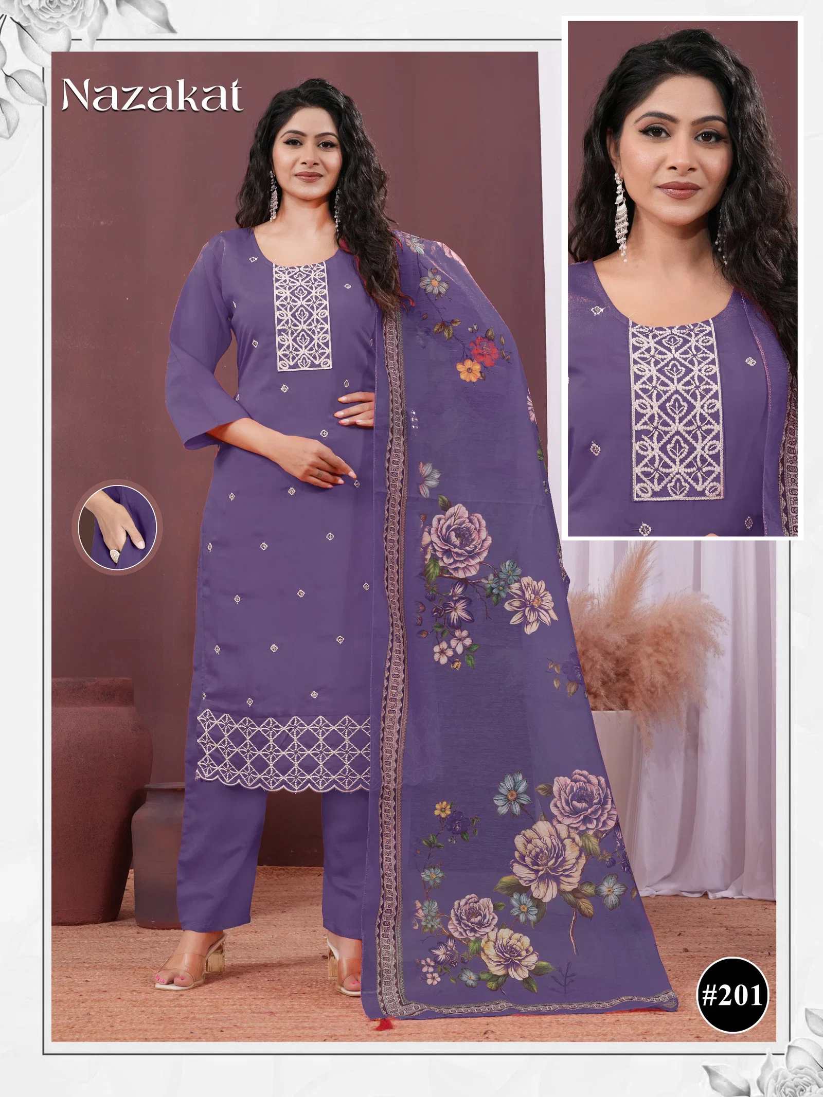 Nazakat Vol 2 Roman Silk Embroidery Worked Kurti With Bottom Dupatta Wholesale 5 Beautiful Nazakat Vol 2 Roman Silk Embroidery Worked Kurti With Bottom Dupatta Wholesale 2026