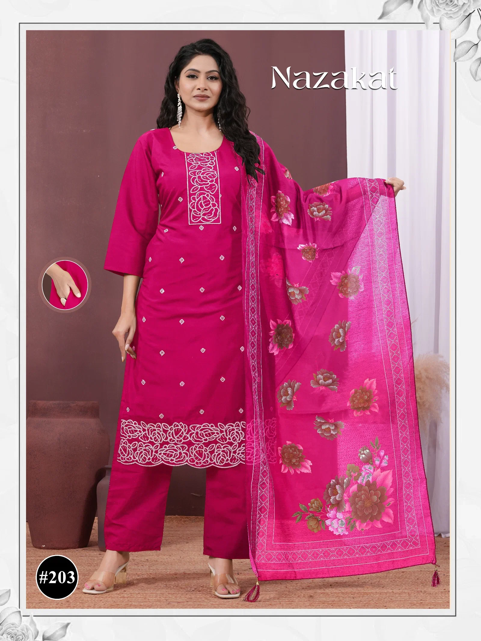 Nazakat Vol 2 Roman Silk Embroidery Worked Kurti With Bottom Dupatta Wholesale 6 Beautiful Nazakat Vol 2 Roman Silk Embroidery Worked Kurti With Bottom Dupatta Wholesale 2026