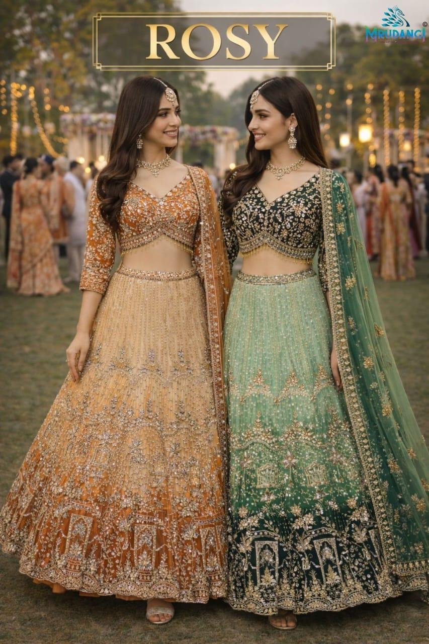Mrudangi Rosy Premium Net With Handworked Designer Lehenga Choli Collection Wholesale