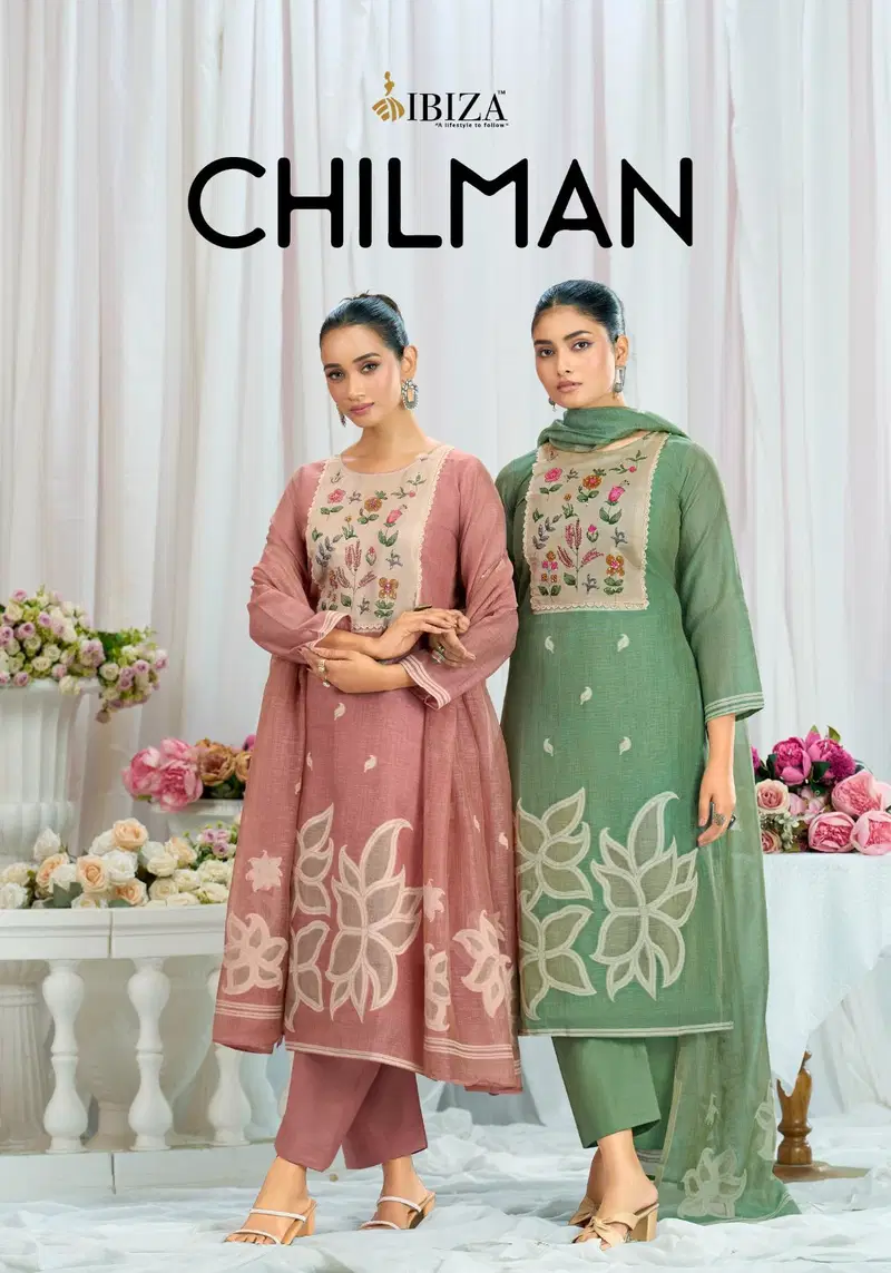 Ibiza Chilman Linen Cotton Jacquard Worked Salwar Kameez Collection Wholesale