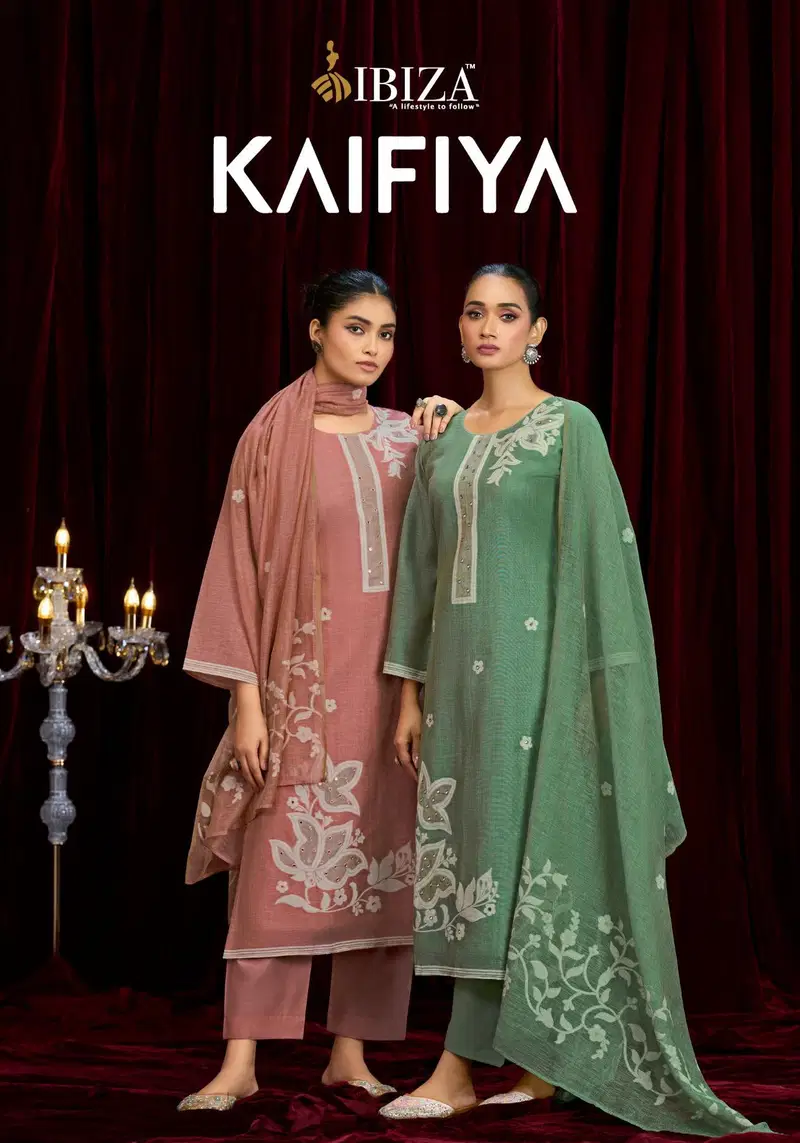 Ibiza Kaifiya Linen Cotton Jacquard Work Salwar Kameez Collection Wholesale