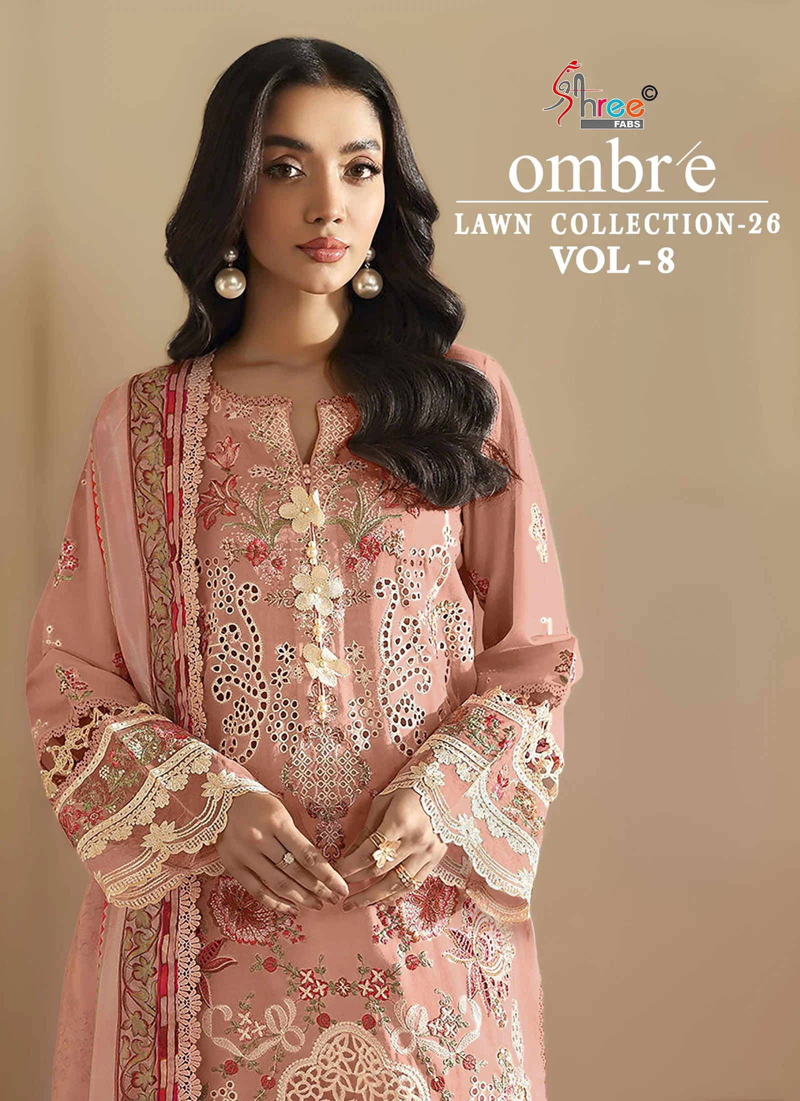 Shree Ombre Lawn Collection 26 Vol 8 Chiffon Dupatta Cotton Embroidered Salwar Kameez Wholesale
