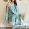 FFD Vichitra Embroidery Sky Blue Readymade Dress Wholesale