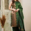 FFD Art Silk Festival Green Readymade Dress Wholesale