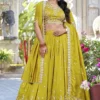 FFD Chinon Wedding Wear Olive Color Lehenga Choli Wholesale
